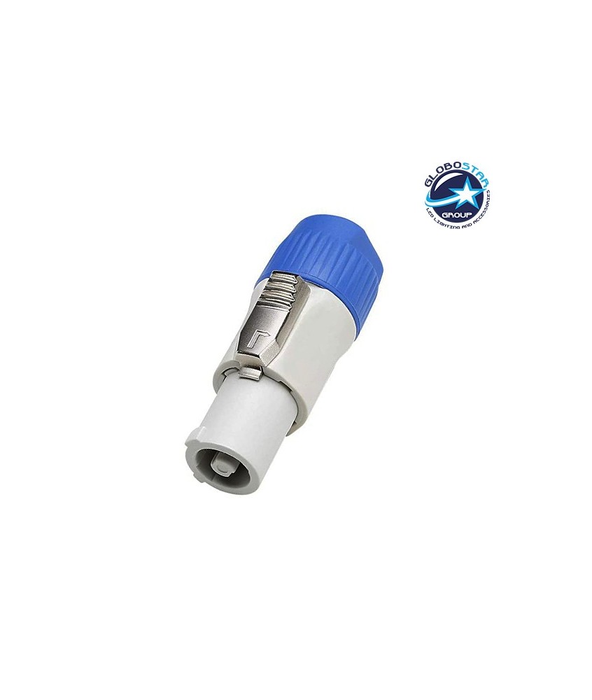 GLOBOSTAR® POWERCON 51191 Βύσμα Τροφοδοσίας Powercon-Speakon Θηλυκό 3 Pin AC-DC 250V 20A max - Γκρι & Μπλε - Μ6.9 x Π2.7 x Υ2.7cm